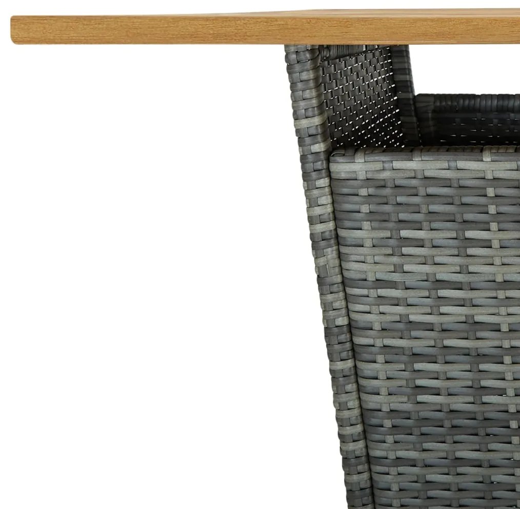 Mesa de bar 80x80x110 cm vime PE e acácia maciça cinzento