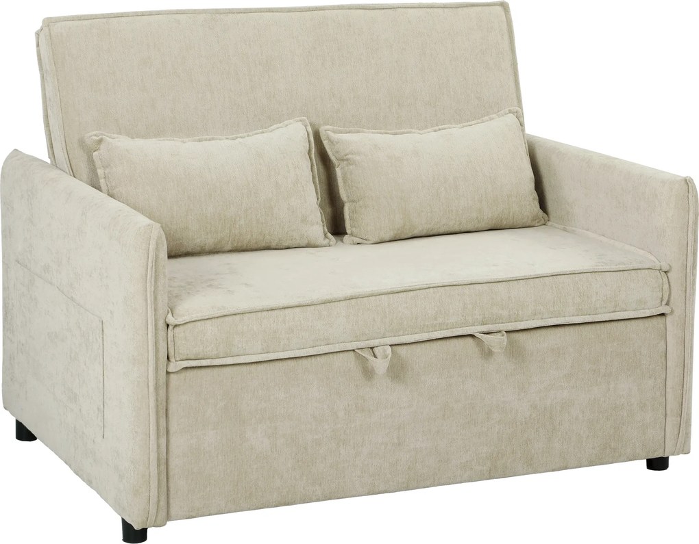 HOMCOM Sofá-Cama Conversível 2 Lugares, Sofá-Cama 3 em 1 Veludo 137 cm, Encosto Ajustável, Assento Largo, 2 Travesseiros, Verde | Aosom Portugal