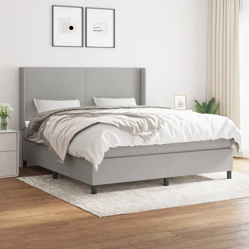 vidaXL Cama com molas/colchão 180x200 cm tecido cinzento-claro