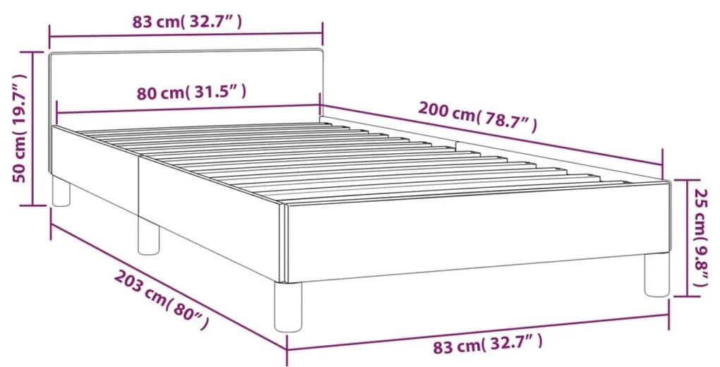 Estrutura de cama c/ cabeceira tecido 80x200 cm preto