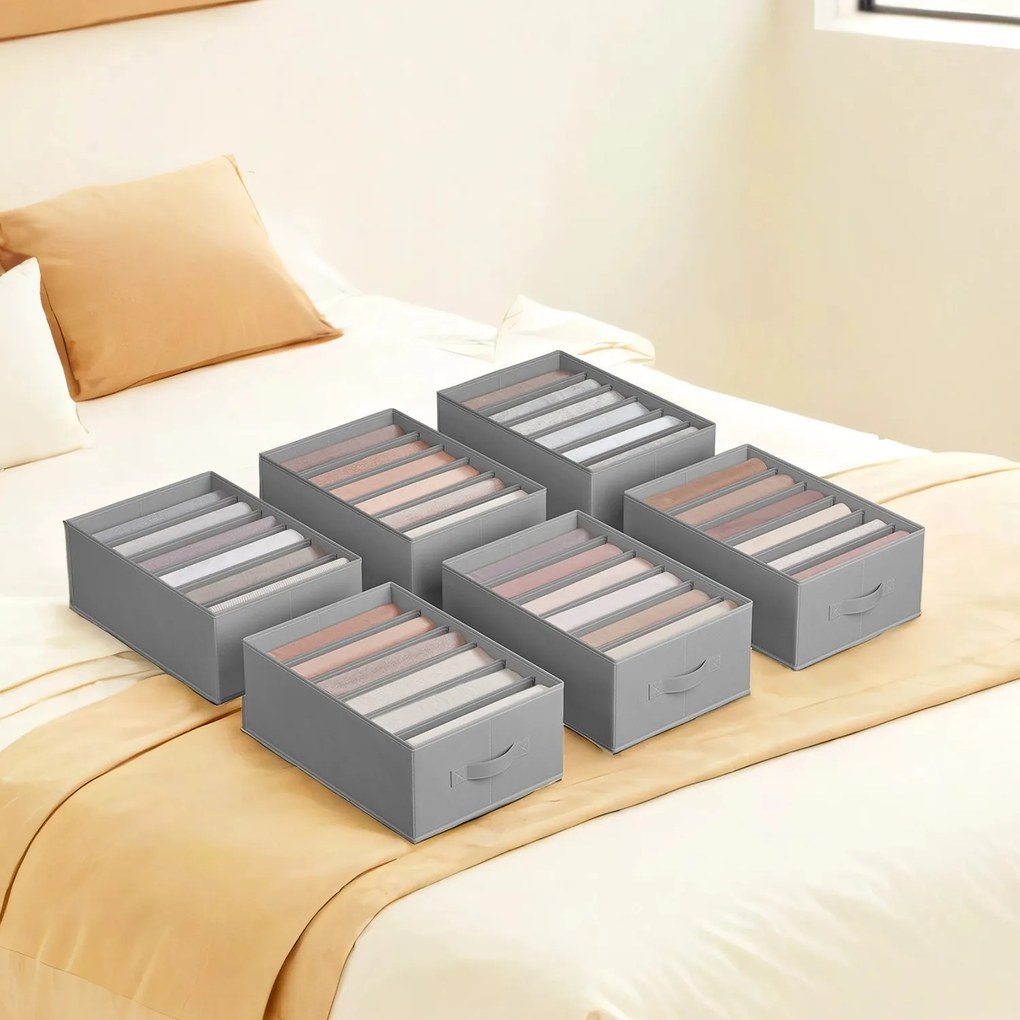 Conjunto de 6 peças Organizador para roupeiro , organizadores dobráveis para gavetas com 6 compartimentos Cinzento
