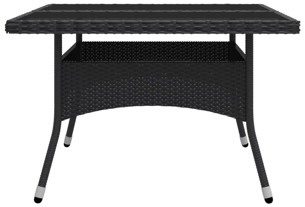9 pcs conjunto de jantar para jardim vime PE e vidro preto
