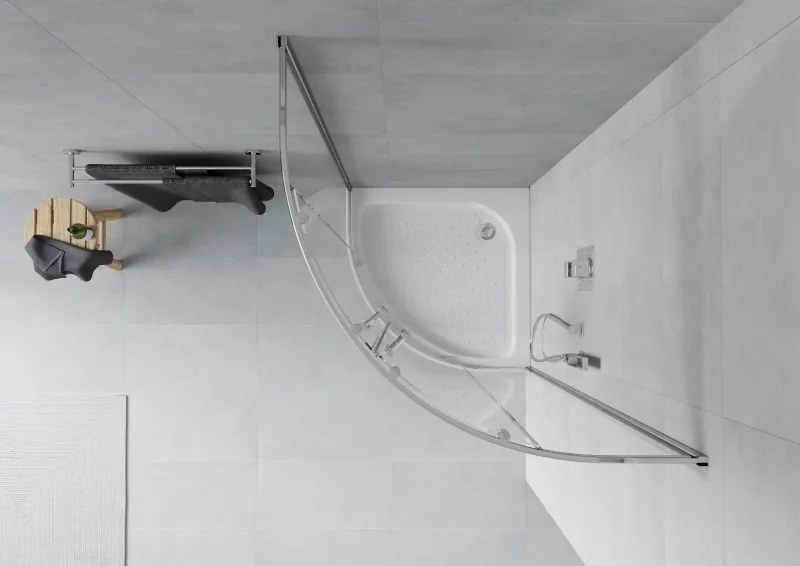 Mexen Rio cabine de duche semicircular 70 x 70 cm, transparente, cromada + base de duche, branca - 863-070-070-01-00-4710