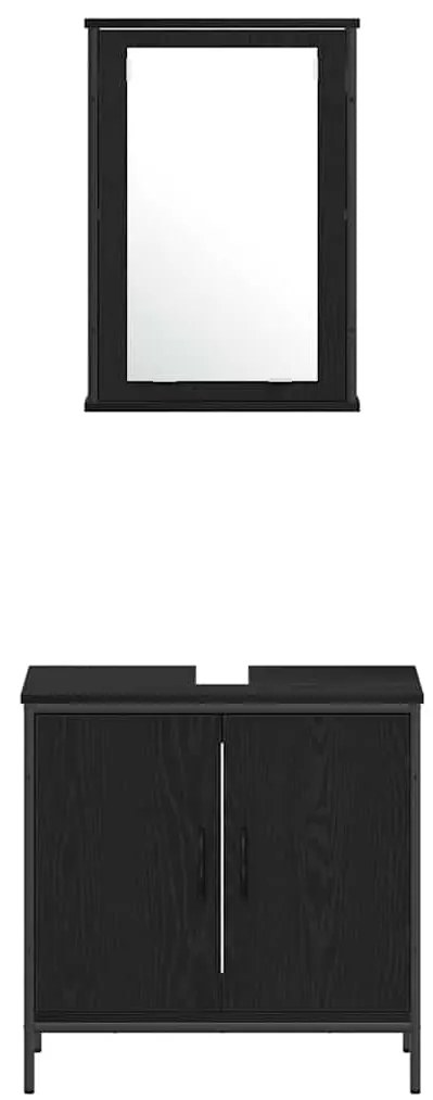 Conjunto de Móveis para Casa de Banho 4 Peças Carvalho Preto Madeira E