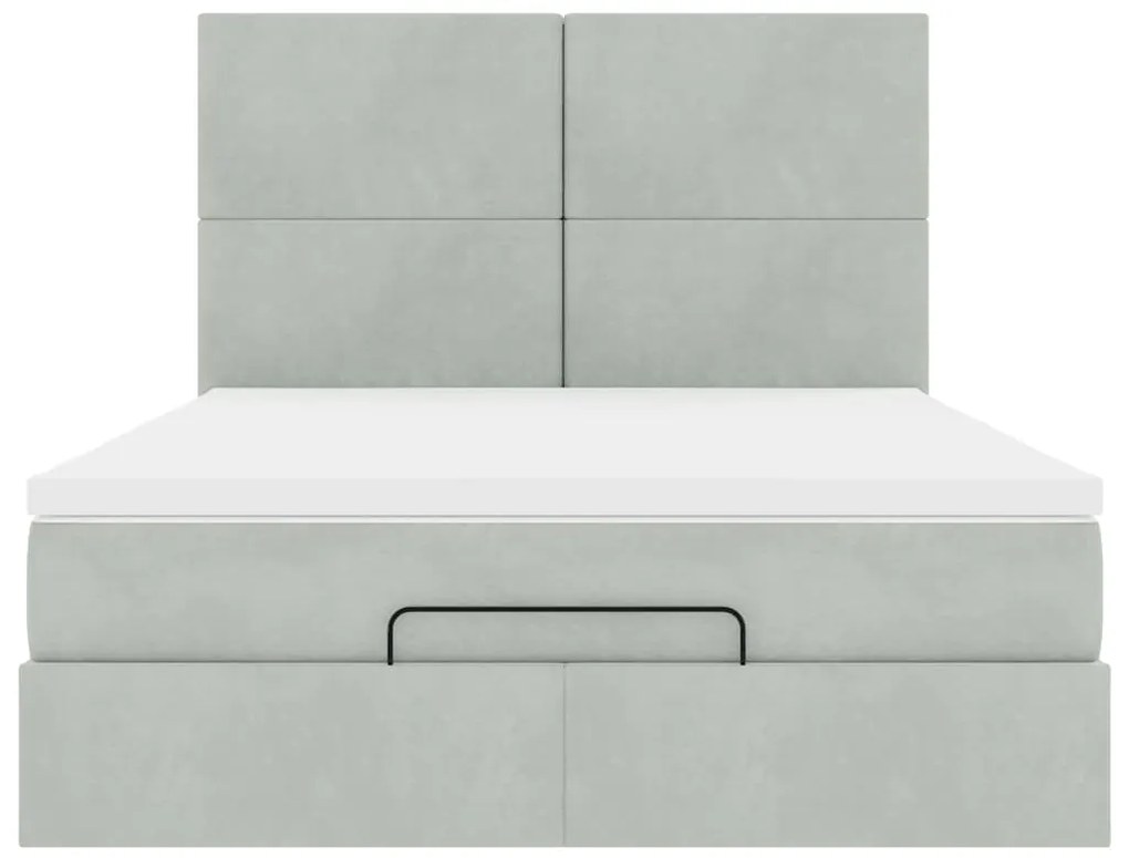 Estrutura de cama otomana com colchões 140x190cm cinzento claro