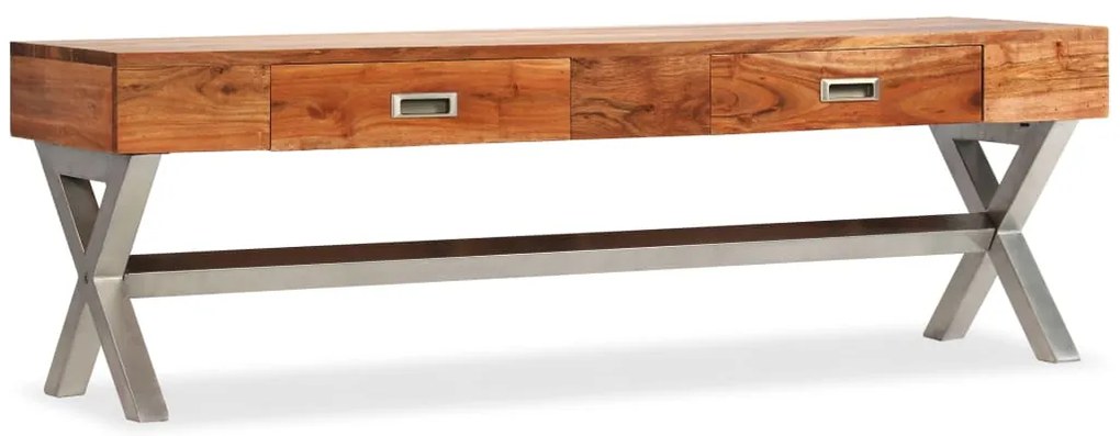 Móvel de TV com gavetas madeira de acácia maciça 140 cm