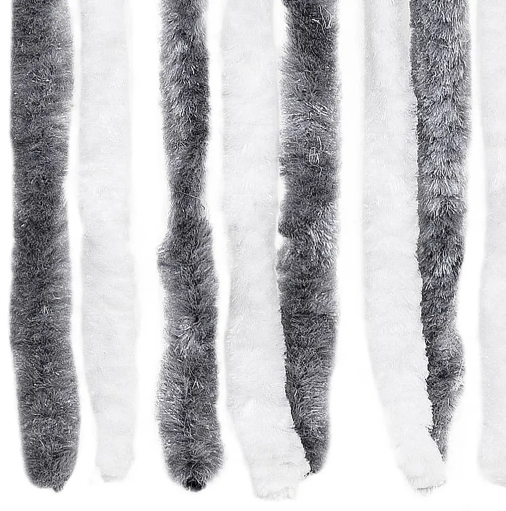 Cortina anti-insetos 90x200 cm chenille cinzento e branco