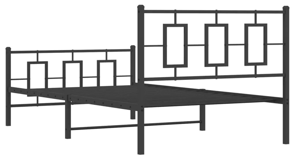 Estrutura de cama com cabeceira e pés 107x203 cm metal preto