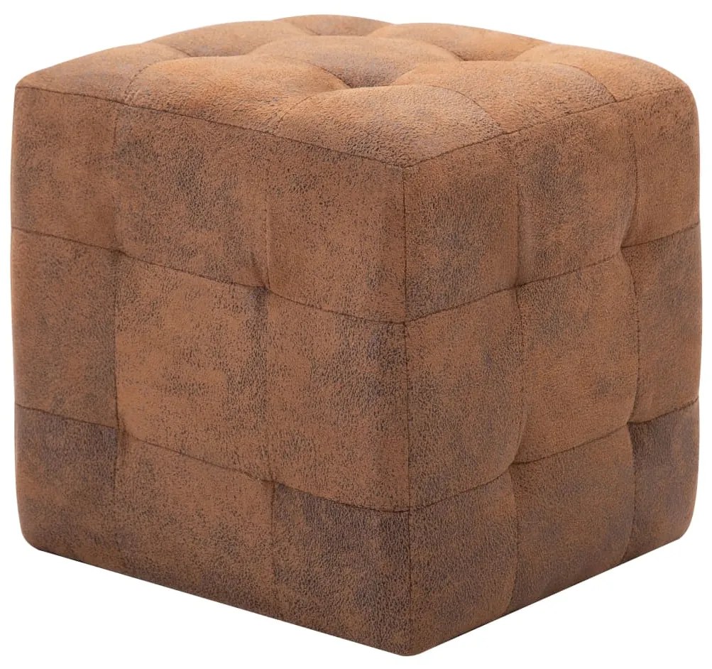 Mesas de cabeceira 2pcs 30x30x30 cm camurça artificial castanho