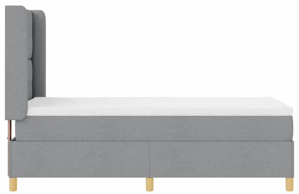 Cama Box com Colchão e Luz LED Cinza Claro 100x200 cm Tecido