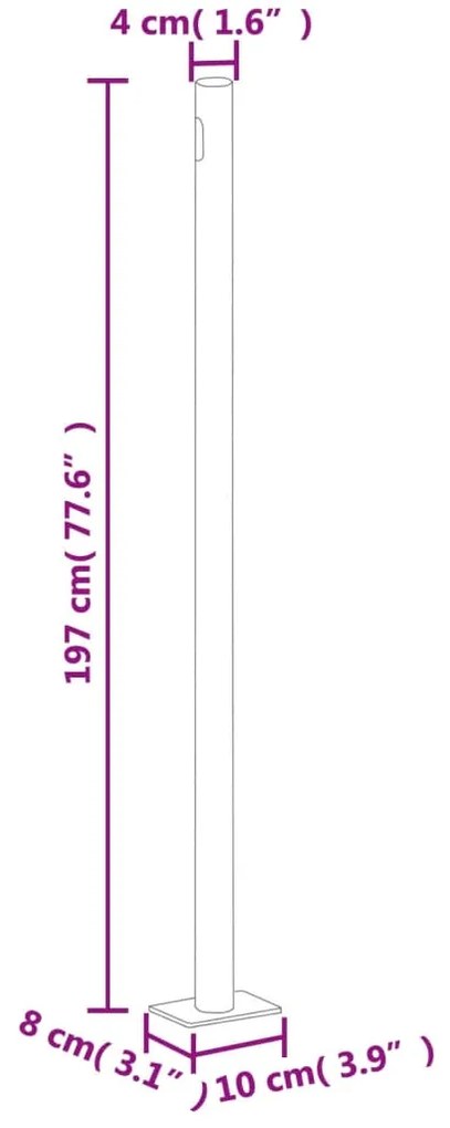 Toldo lateral retrátil para pátio 200x600 cm vermelho