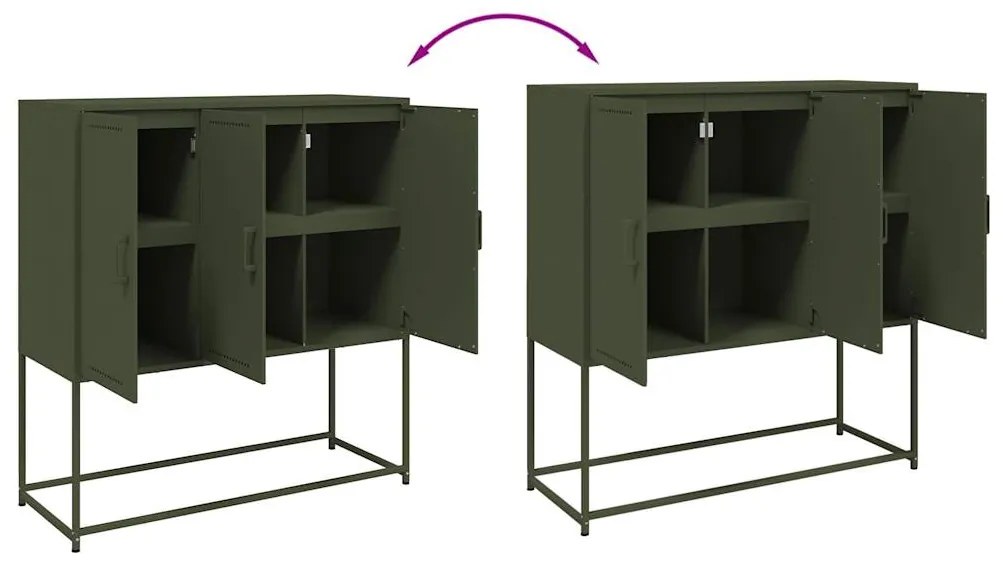 Aparador alto 100,5x39x107 cm aço verde azeitona