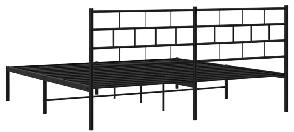 Estrutura de cama com cabeceira 183x213 cm metal preto