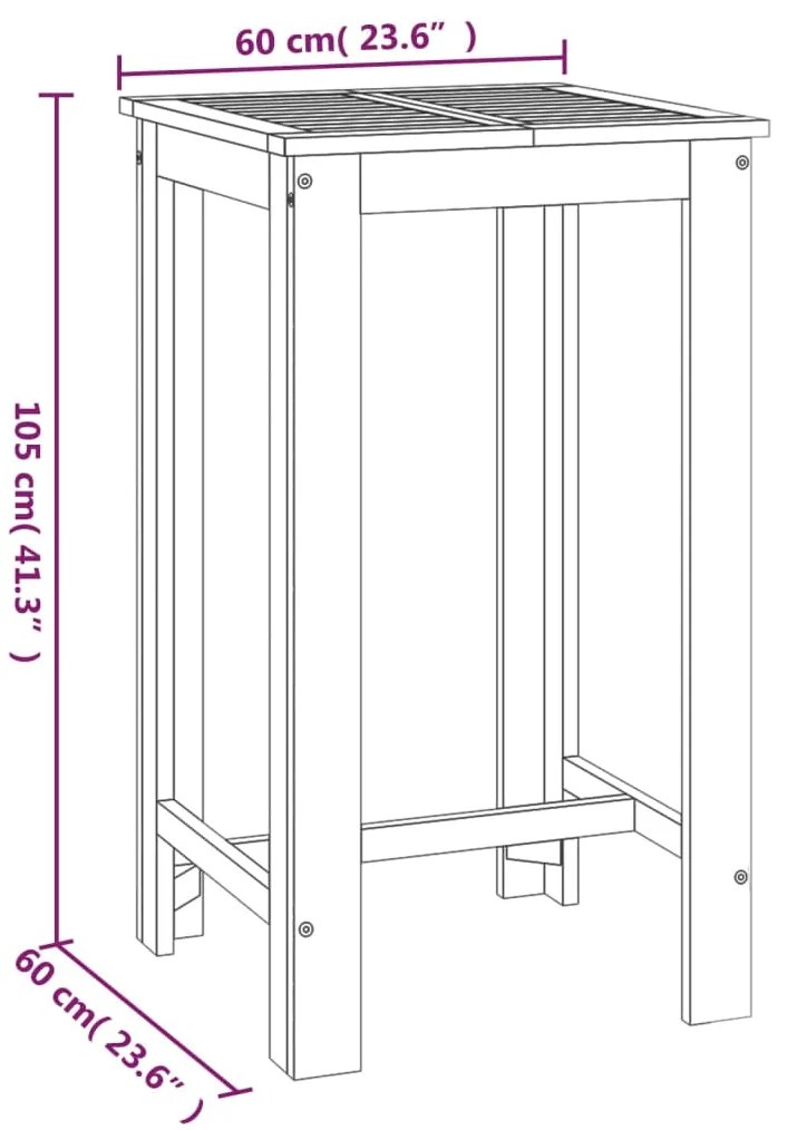 Conjunto de bar para jardim 3 pcs madeira de acácia maciça