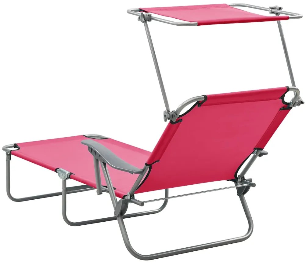 Espreguiçadeira com toldo aço rosa