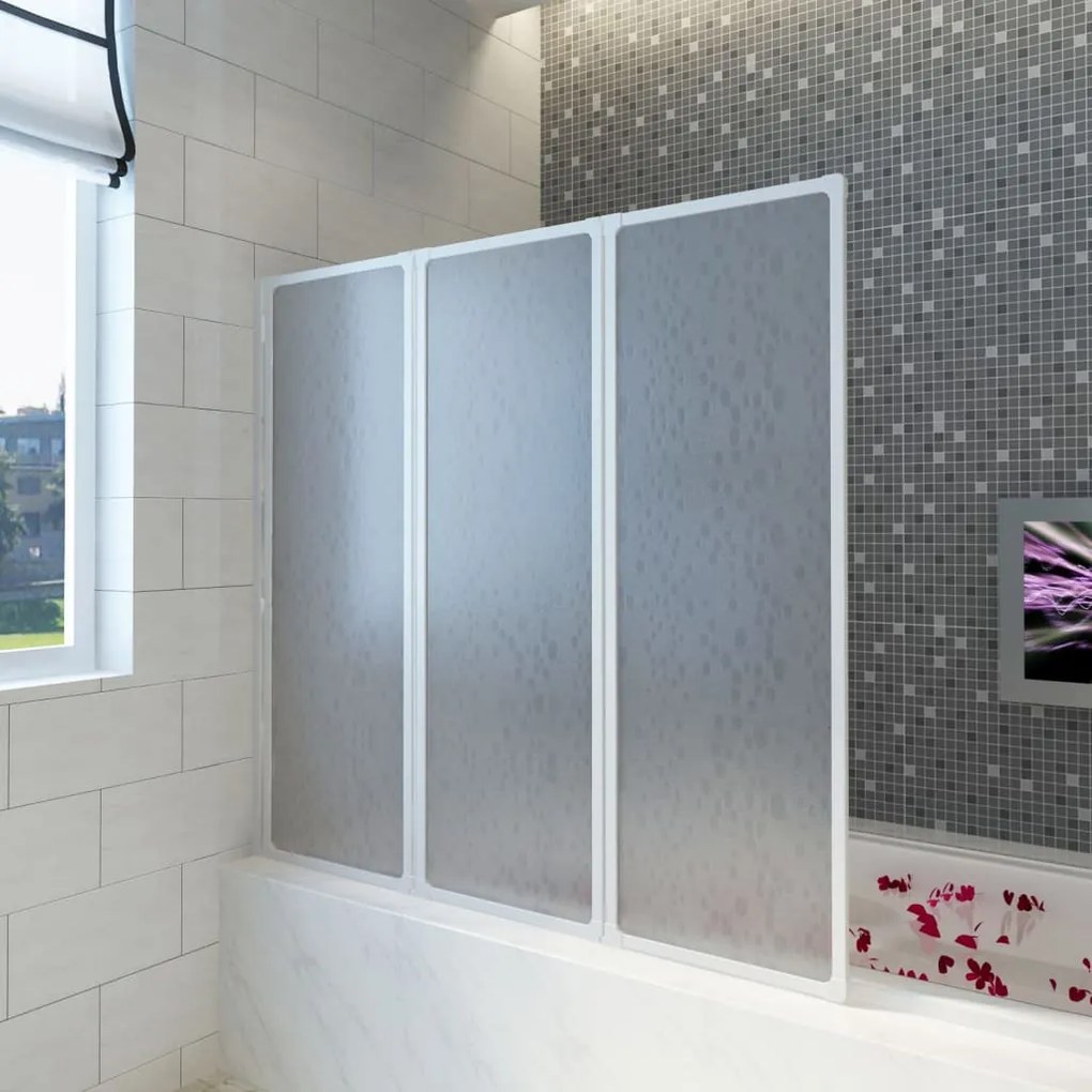 Painel de vidro dobrável para duche 3 peças 117 x 120 cm