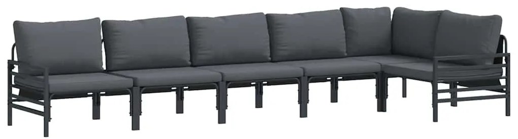 Conjunto de Sofá de Jardim 6 pcs Cinzento-escuro Aço