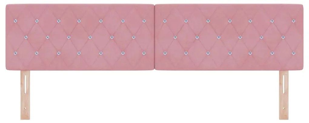 Cabeceira Estofada Rosa em Veludo com Botão de Cristal, 180 cm