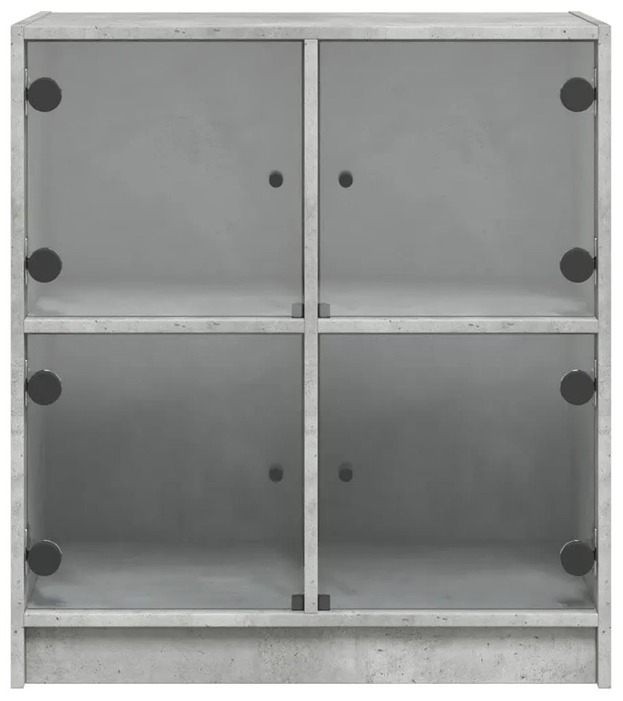 Armário de apoio c/ portas de vidro 68x37x75,5 cm cinza cimento