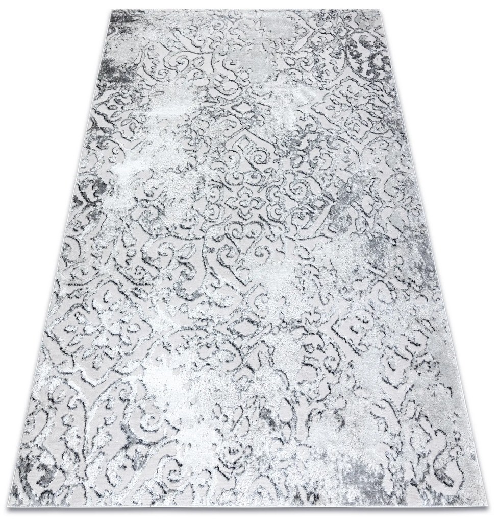 Tapete MEFE moderno 8724 Ornamento vintage - Structural dois níveis de lã cinza cinzento
