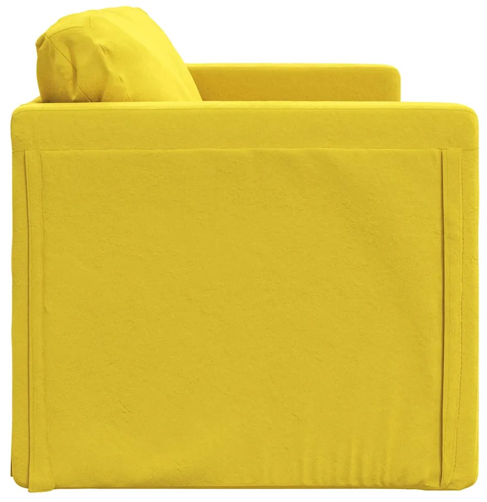 Sofá-cama sem pés 122x204x55 cm veludo amarelo-escuro