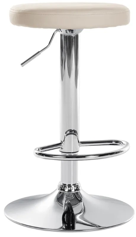 Banco de bar Ponte em couro sintético e com estrutura cromada 38,5 x 60-81 x 38,5 cm Creme