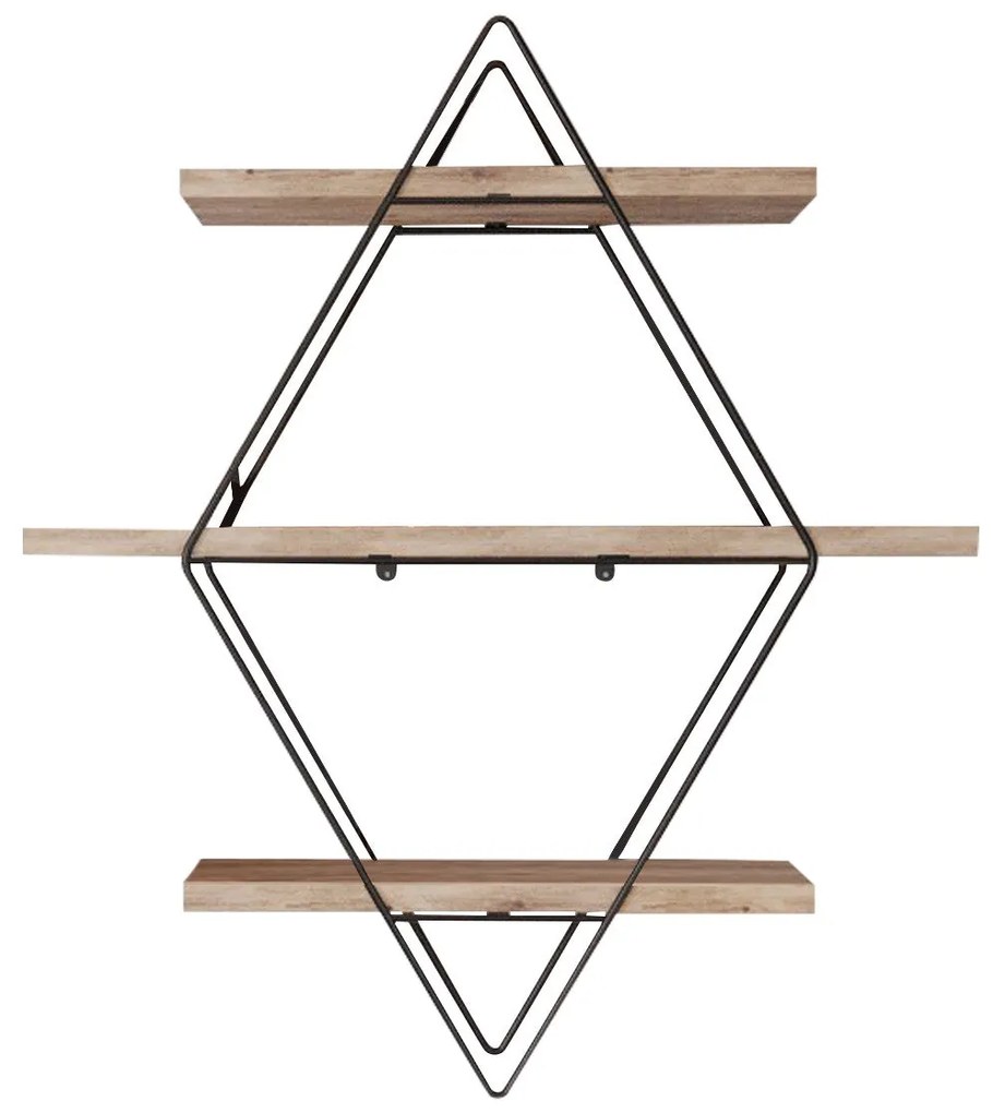 Prateleira Prizma Raf, Büyük Boy Salon Tipi 2 – Dourado Preto – 70x16x
