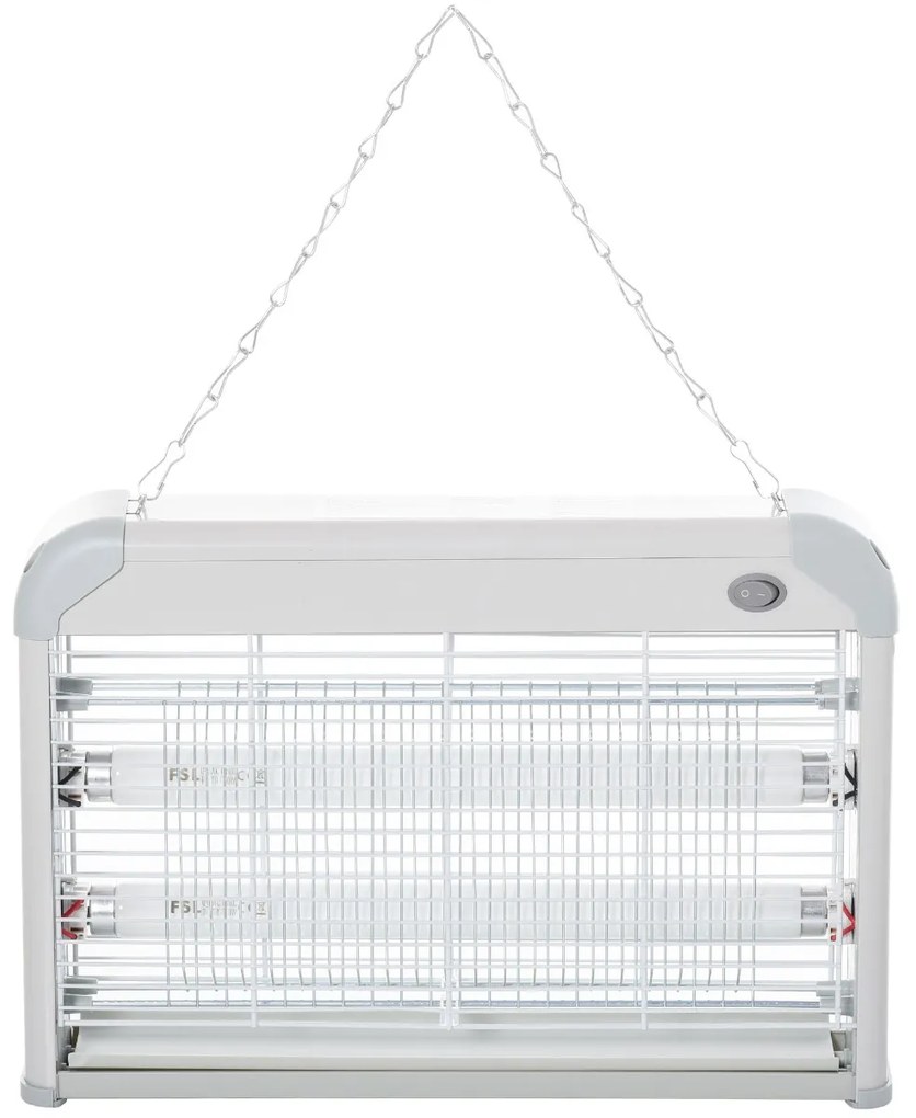 Lâmpada elétrica anti-mosquito Luz ultravioleta 20W com 2 tubos LED Área de ação 60m² 39x7,5x26,5 cm Branco
