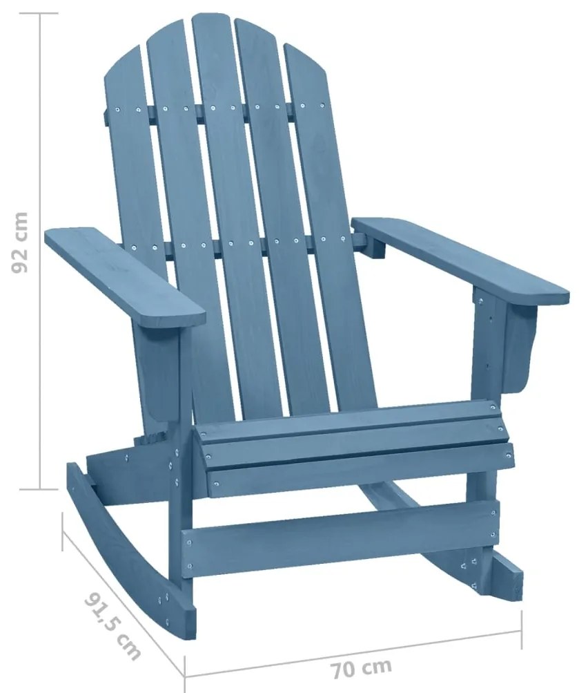Cadeira Adirondack de baloiçar p/ jardim abeto maciço azul