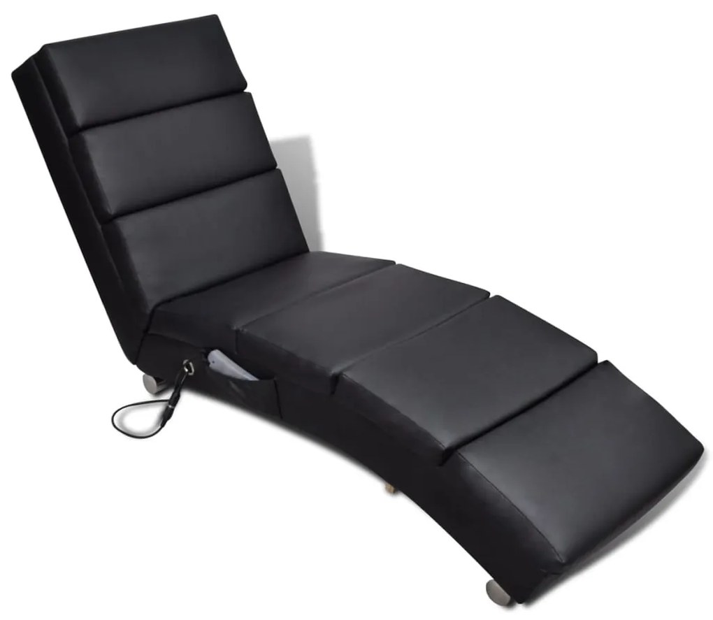 vidaXL Cadeira de massagens couro artificial preto