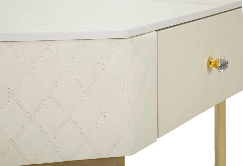Consola de Entrada Angle Sharon - Madeira e MDF Branco com Detalhes Do