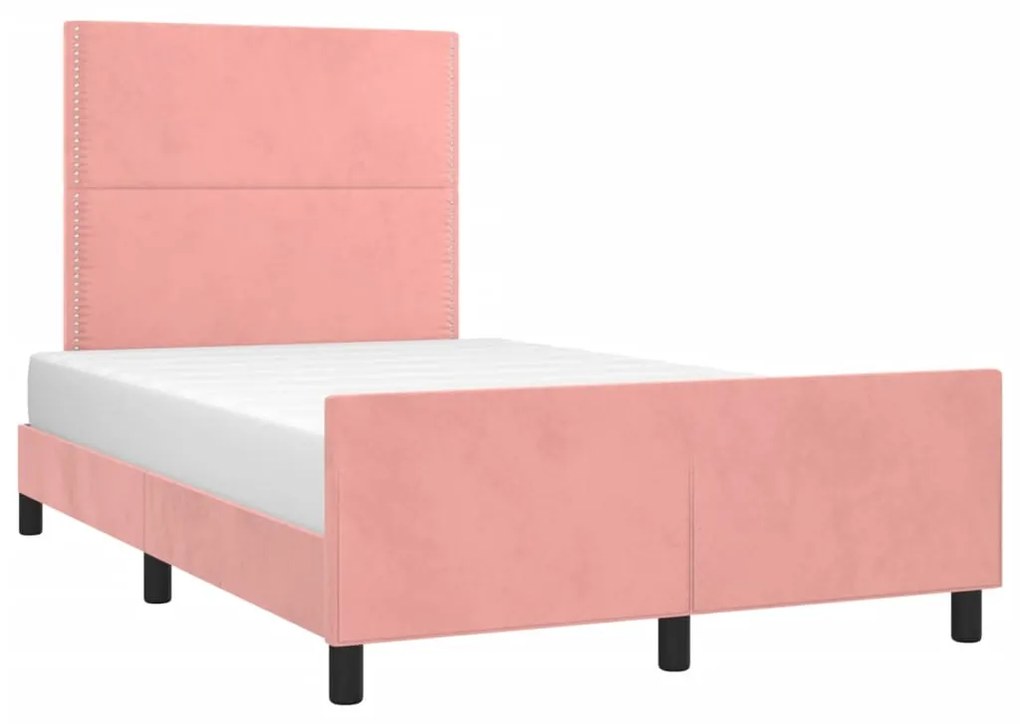 Estrutura de cama com colchão 120x190 cm veludo rosa