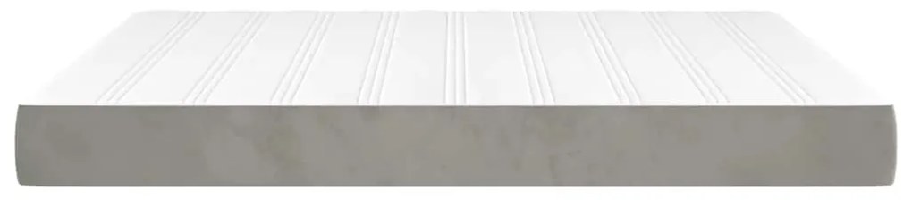 Colchão de molas ensacadas 160x210x20 cm veludo cinza-claro