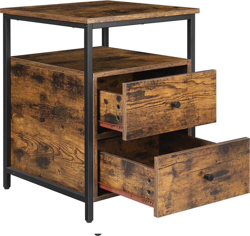 Mesa de cabeceira / mesa apoio 45 x 45 x 60 cm castanho vintage-preto
