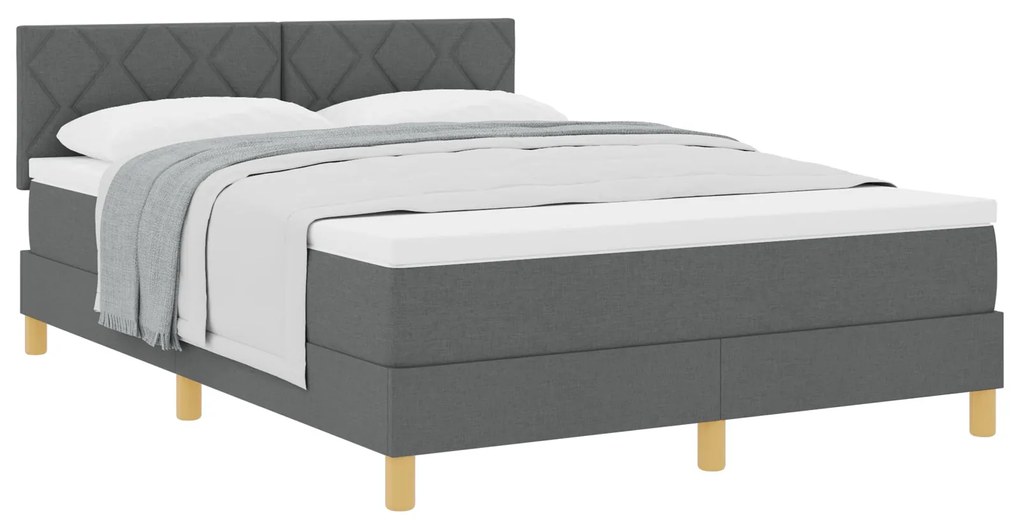 Cama Box Spring com Colchão Cinza Escuro 160x200 cm em Tecido