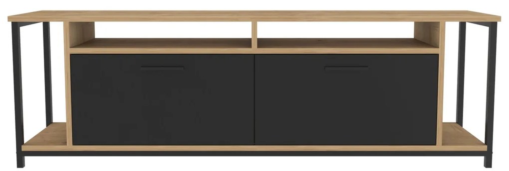 Móvel TV Omar – Carvalho/Preto – 160 cm x 35 cm x 50,8 cm