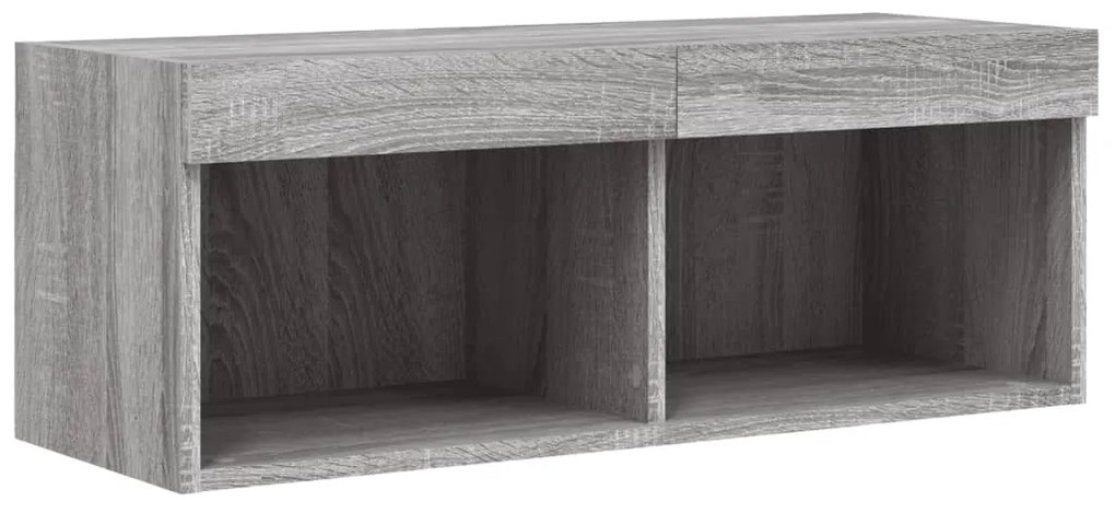 Móvel de TV com luzes LED 80x30x30 cm cinzento sonoma