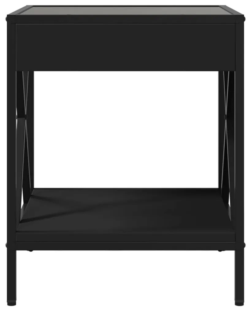 Mesa de cabeceira com luzes LED Infinity 40x40x49 cm preto