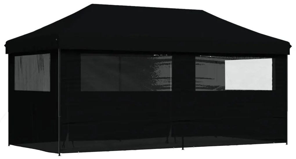 Tenda p/ festas pop-up dobrável com 4 paredes laterais preto