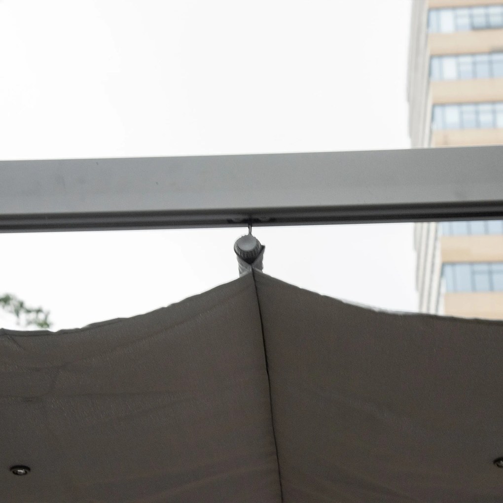 Pérgola de Jardim 300x300x223 cm com Toldo de Poliéster Retrátil e Est