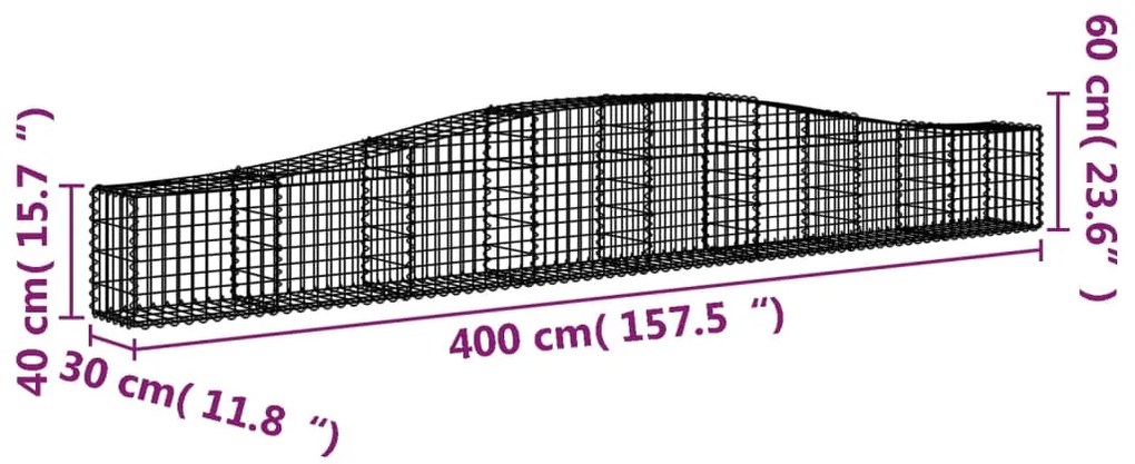 Cestos gabião arqueados 10pcs 400x30x40/60 cm ferro galvanizado