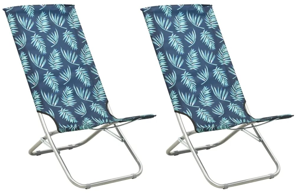 Cadeiras de praia dobráveis 2 pcs tecido padrão de folhas