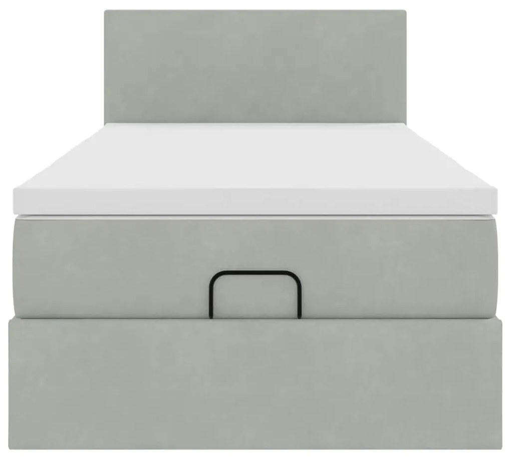 Estrutura cama otomana colchão 80x200 cm veludo cinzento claro