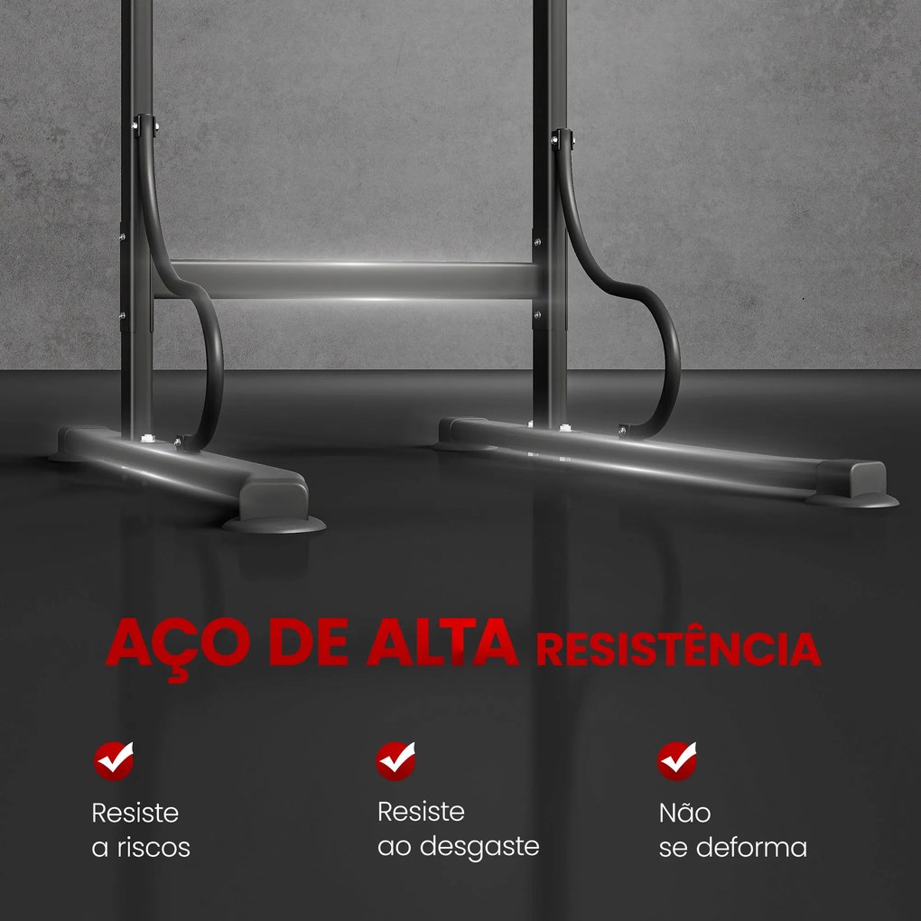 Barra de Elevações com Altura Ajustável Estação de Flexões Máquina de Elevações Multifuncional para Treino de Força 98x84x171-219 cm Preto