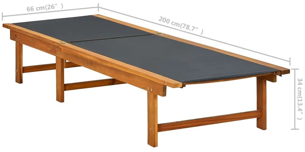Espreguiçadeira com mesa madeira de acácia maciça e textilene
