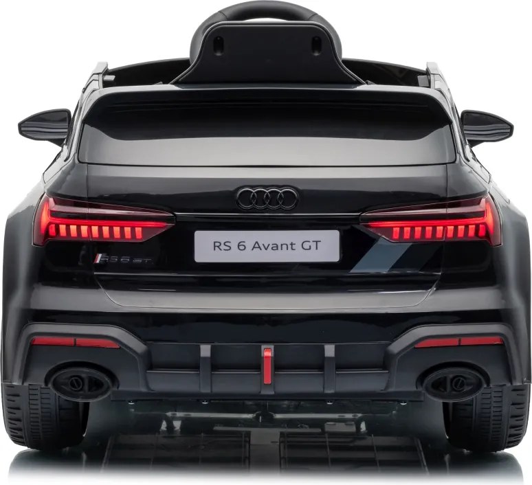 Carro elétrico para Crianças 12V 4x4 Audi RS6 Avant GT Rodas de espuma EVA, Assento Couro ecológico Preto