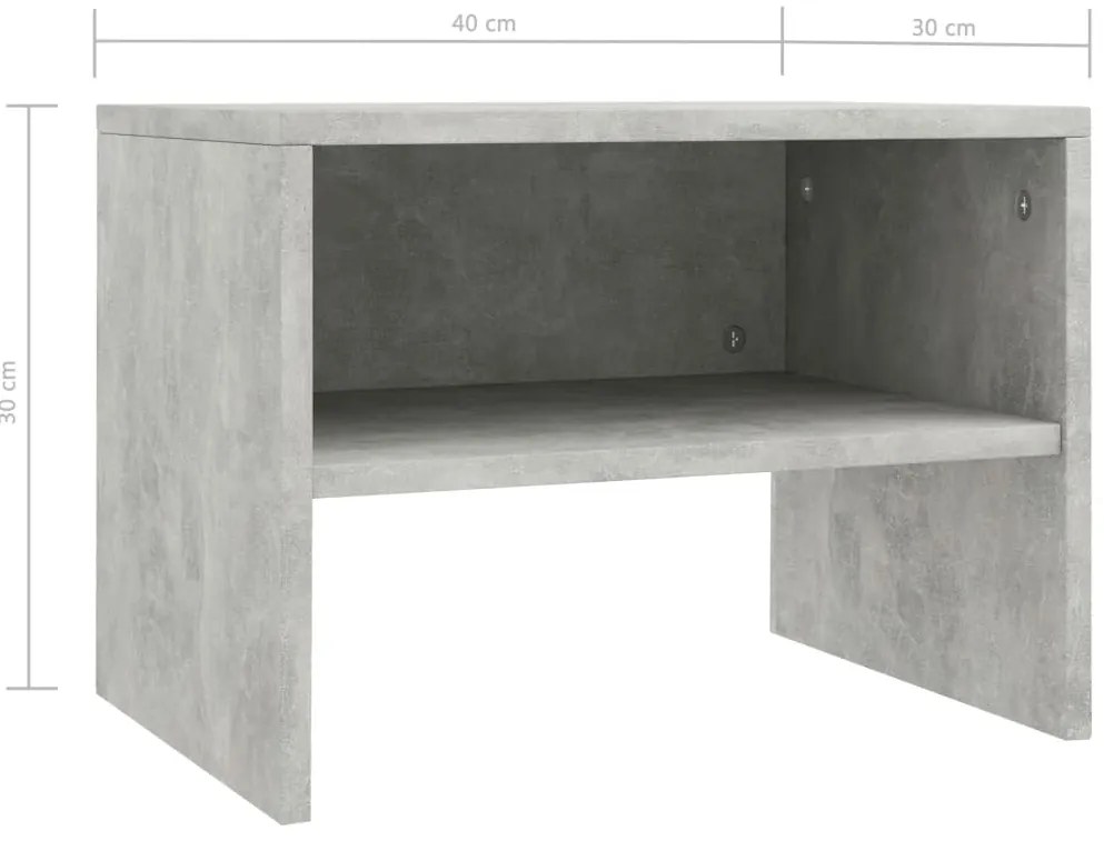 Mesa-de-cabeceira 40x30x30 cm contraplacado cinzento cimento