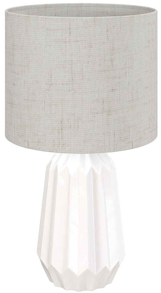 HOMCOM Candeeiro de Mesa com Base de Cerâmica e Ecrã de Linho Estilo Retro com Interruptor E27 40W Ø22x39 cm Branco e Bege | Aosom Portugal