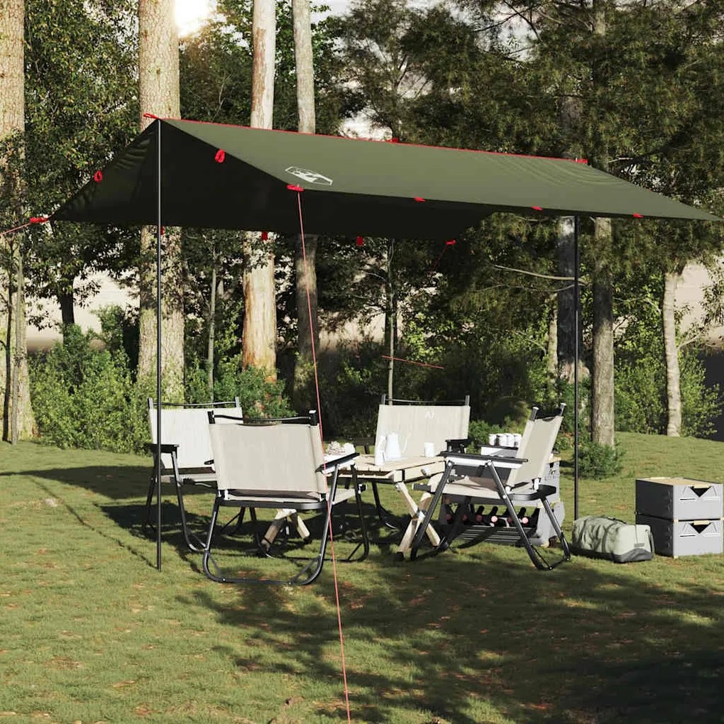 Lona de campismo 366x306 cm impermeável verde azeitona