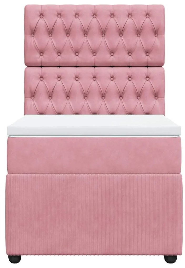 Cama com molas/colchão 100x200 cm veludo rosa